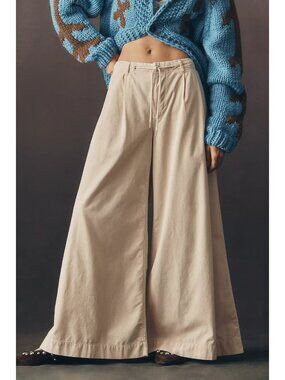Pilcro Tie-Waist High-Rise Wide-Leg Trouser Jeans Chai 28
